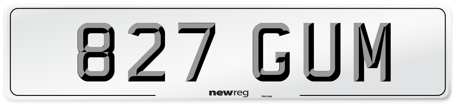 827 GUM Number Plate from New Reg